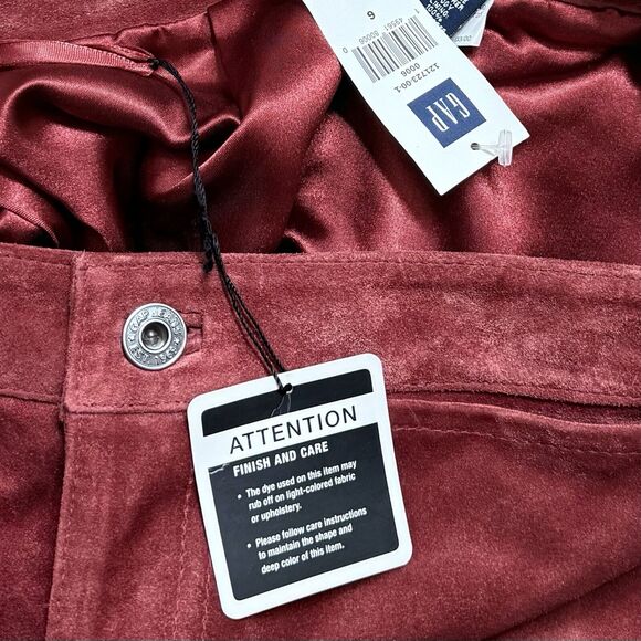 Vintage Y2K Gap Skirt Women's 6 Suede Leather Rust Brown Red Retro Deadstock - Picture 3 of 7